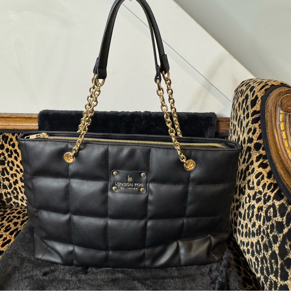 London Fog Black and Gold Tote Bag
